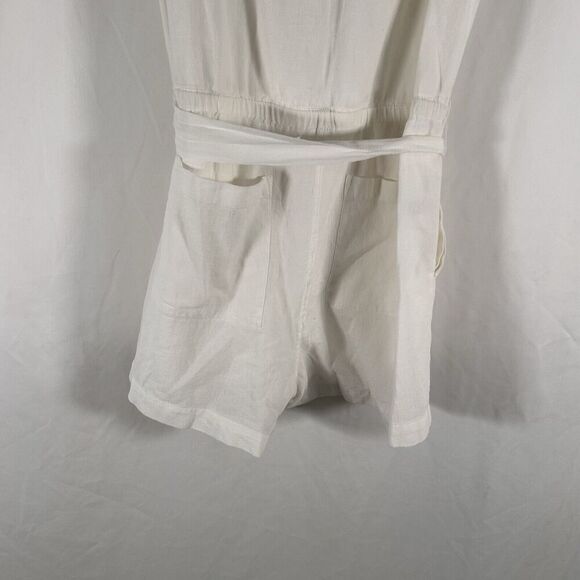 LOFT Romper Women XS White Short Sleeve Round Neck Sleeveless Lightweight Cotton - Picture 9 of 11